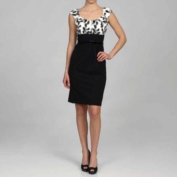 Classy London Style Black & White Dress 16 Petite - Picture 2 of 2